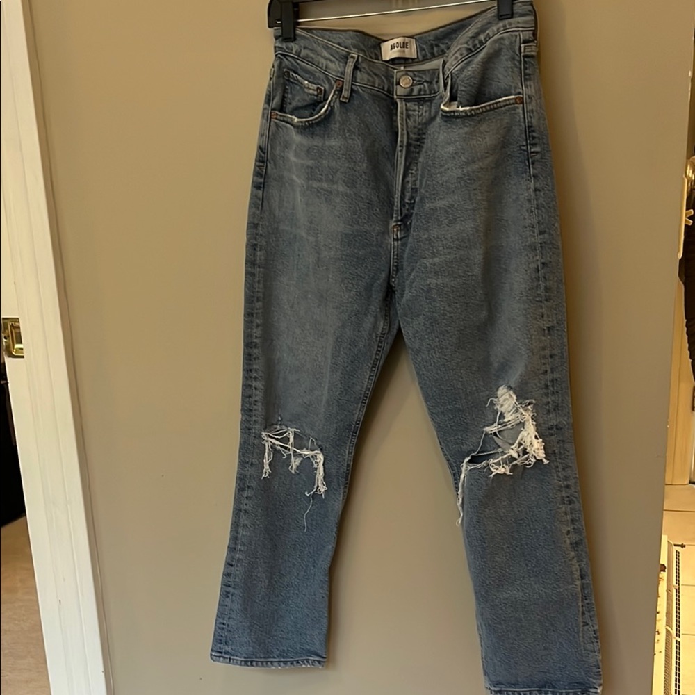 Agolde Women's Straight Leg Jeans - Distressed Blue